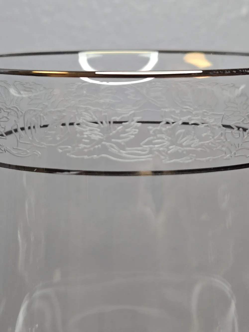 Vintage Lenox Moonspun Etched Platinum Rim Crystal Set Of 4 Wine Glasses 7